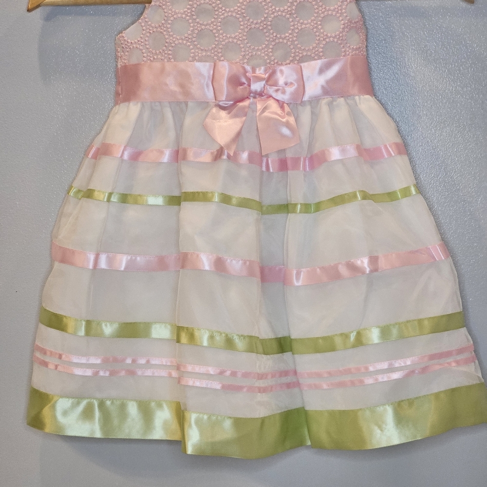 Bonnie Jean Satin Ribbon Dress Pink & Green Size 2T - Picture 5 of 15